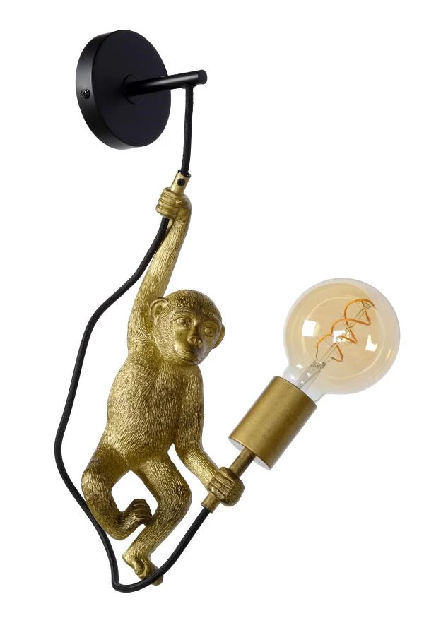 Lucide EXTRAVAGANZA CHIMP - Wandlamp - 1xE27 - Zwart - uitgezet